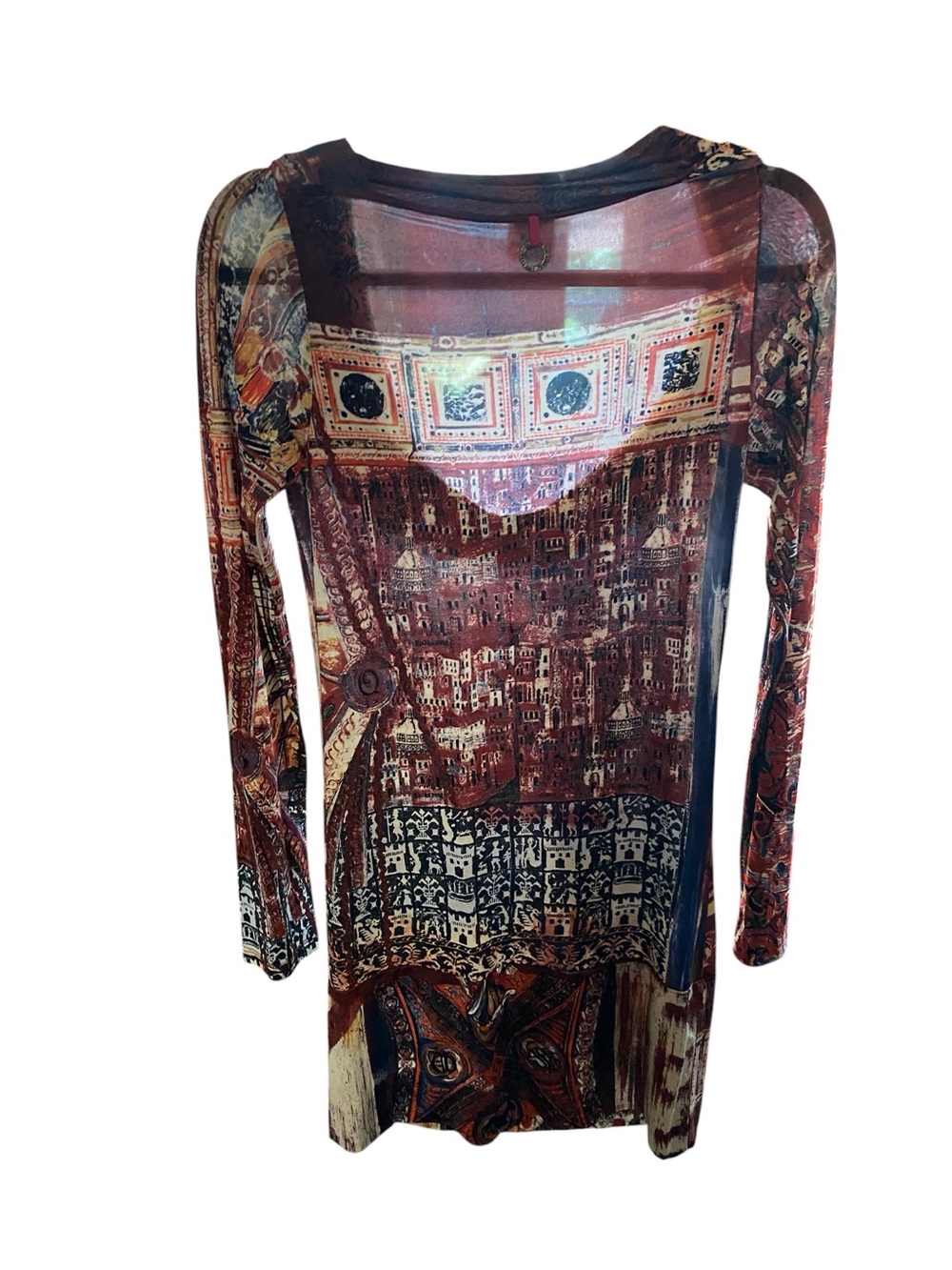 Vintage Save The Queen Renaissance Cathedral Print Dress M Italy fits S - Picture 2 of 8